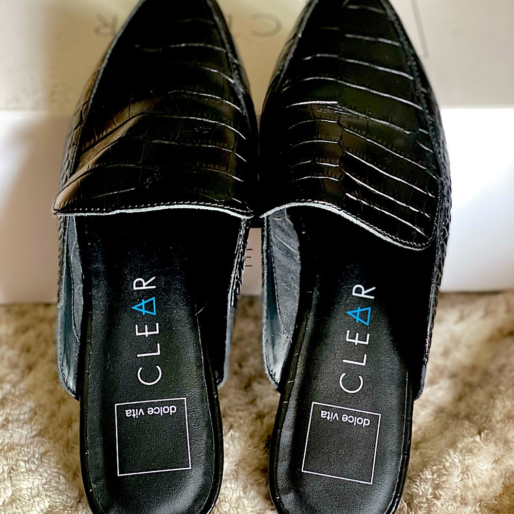 Dolce Vita Harmony Blk leather mules 8